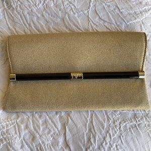 Diane von Furstenberg Gold Metallic Embossed Envelope Clutch
